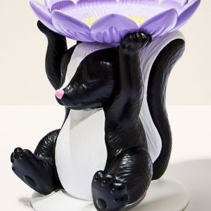 Flowery Skunk Pedestal 3-Wick Candle Holder