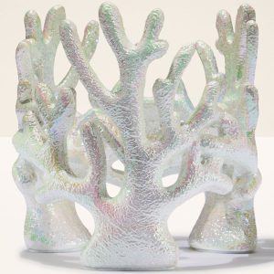 Iridescent Coral Pedestal 3-Wick Candle Holder