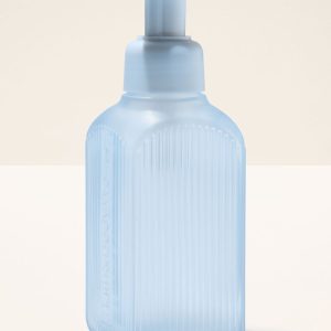 Light Blue Ribbed Glass Gentle & Clean Foaming Hand Soap Dispenser